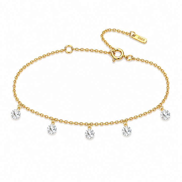 2.22 DEW Moissanite Bracelet in 925 Yellow Gold Plated