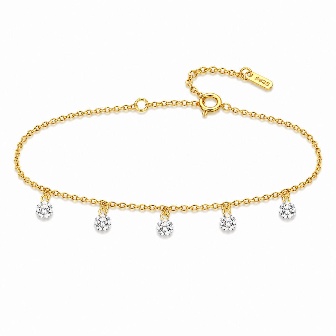 2.22 DEW Moissanite Bracelet in 925 Yellow Gold Plated