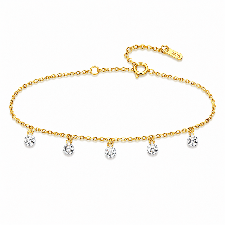 2.22 DEW Moissanite Bracelet in 925 Yellow Gold Plated