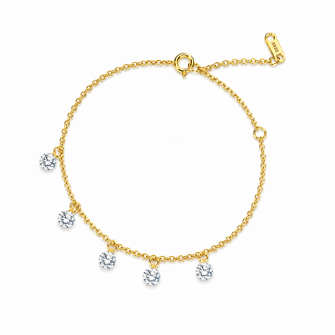 2.22 DEW Moissanite Bracelet in 925 Yellow Gold Plated