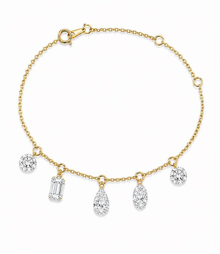 6.05 DEW Moissanite Bracelet in 925 Yellow Gold Plated