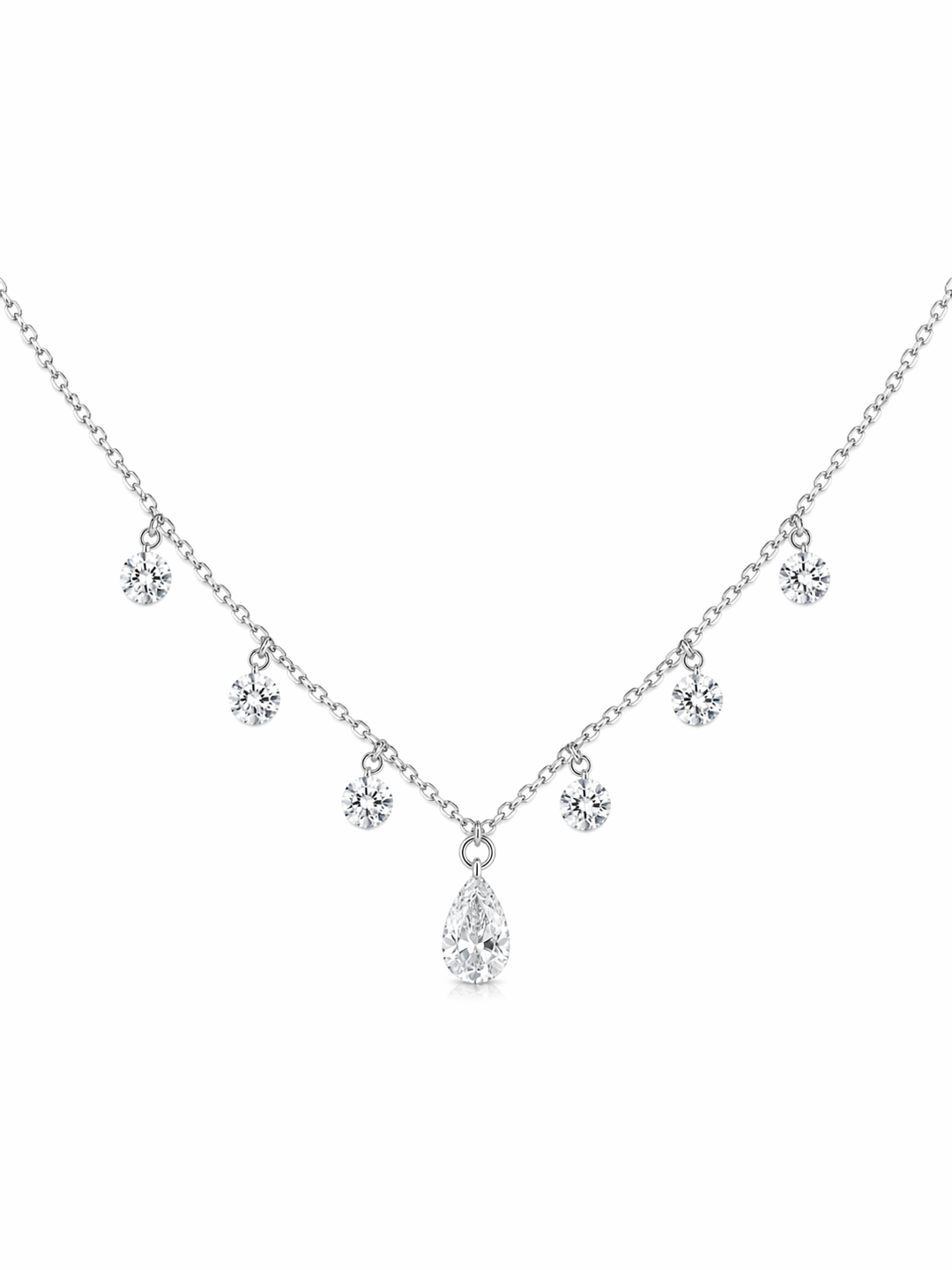 4.58 DEW Moissanite Necklace in 925 Platinum Plated