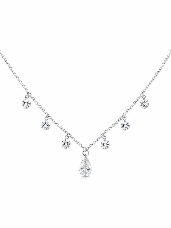 4.58 DEW Moissanite Necklace in 925 Platinum Plated