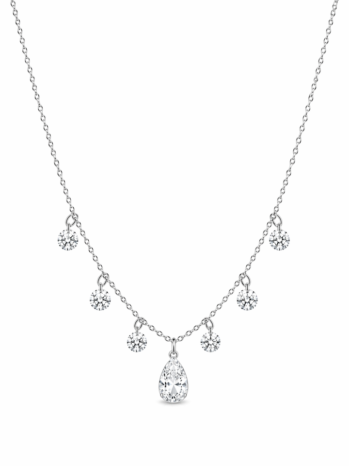 4.58 DEW Moissanite Necklace in 925 Platinum Plated
