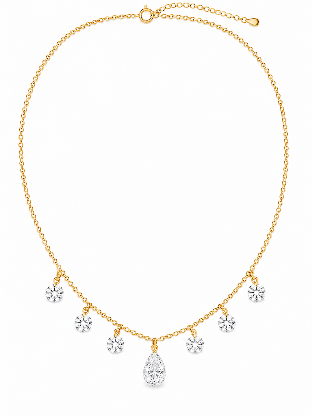 4.58 DEW Moissanite Necklace in 925 Yellow Gold Plated