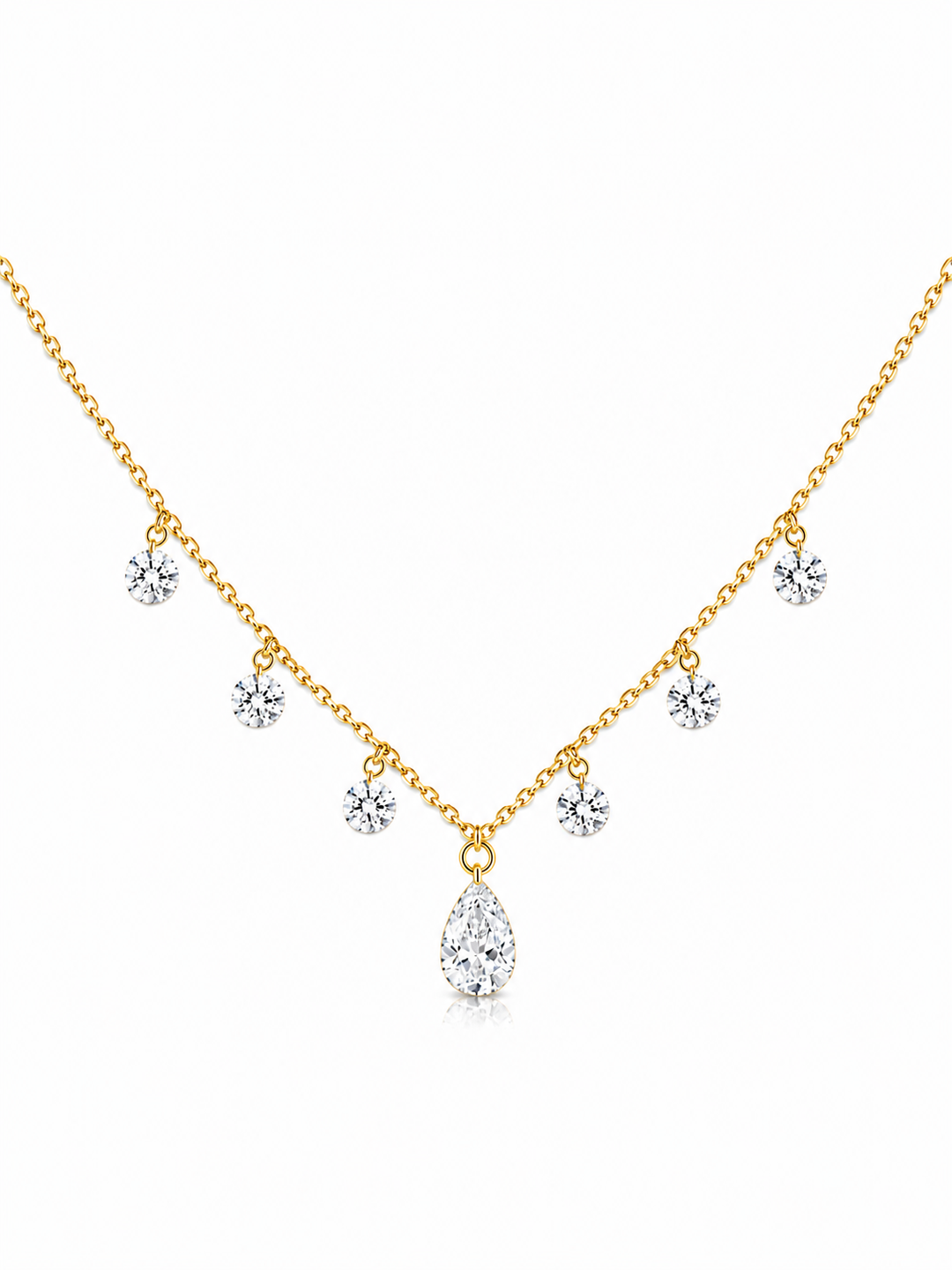 4.58 DEW Moissanite Necklace in 925 Yellow Gold Plated