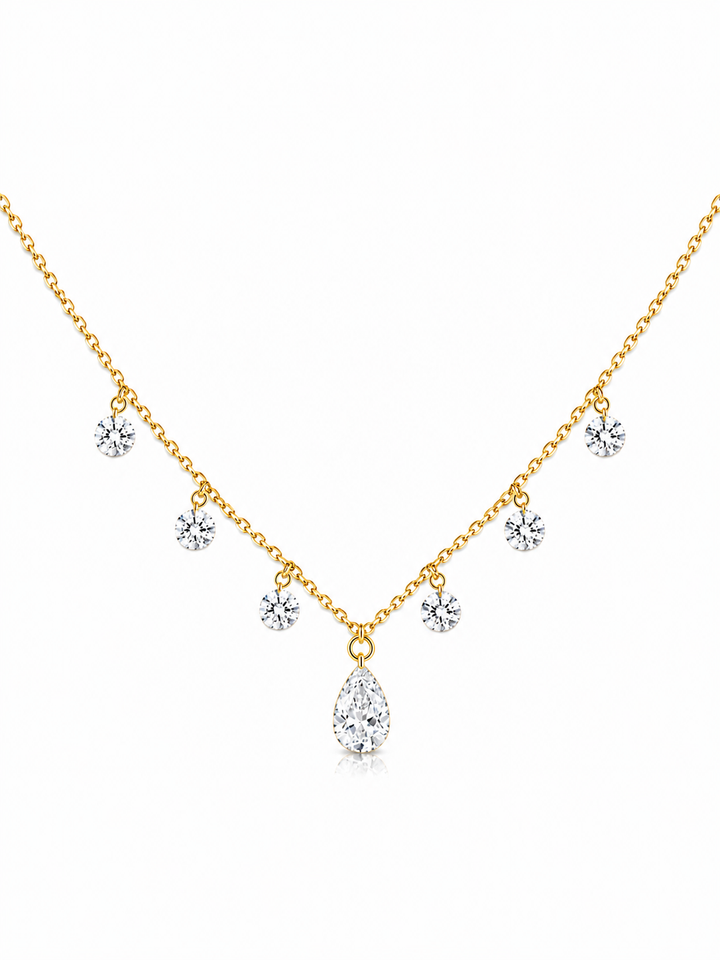 4.58 DEW Moissanite Necklace in 925 Yellow Gold Plated