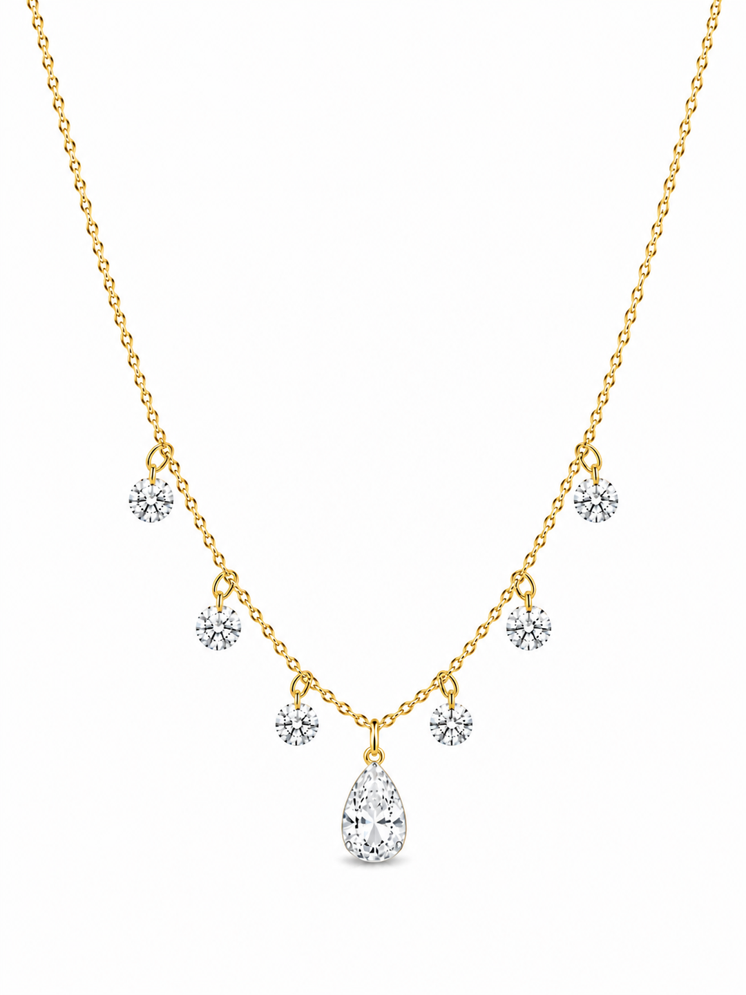 4.58 DEW Moissanite Necklace in 925 Yellow Gold Plated