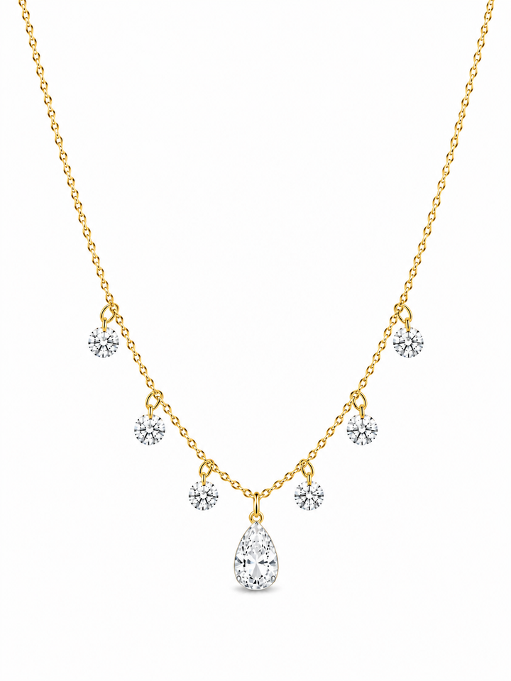 4.58 DEW Moissanite Necklace in 925 Yellow Gold Plated