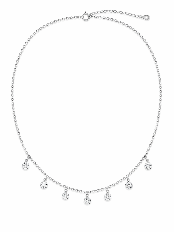 3.14 DEW Moissanite Necklace in 925 Platinum Plated