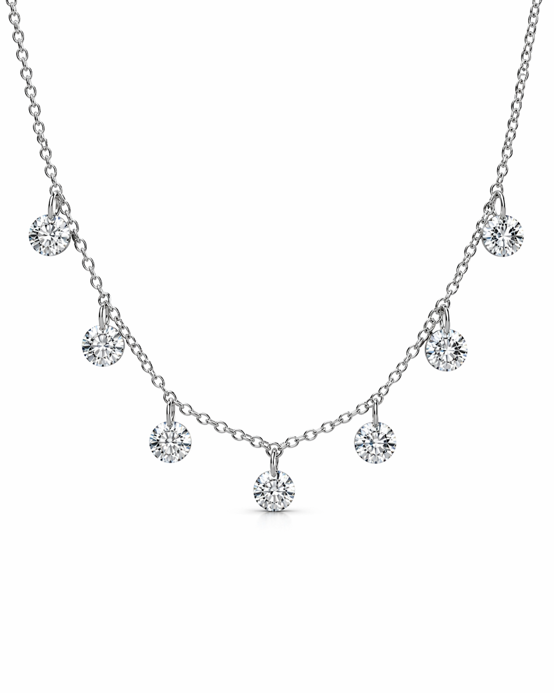 3.14 DEW Moissanite Necklace in 925 Platinum Plated