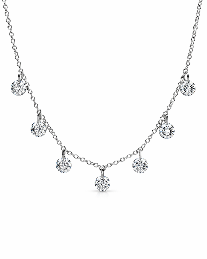 3.14 DEW Moissanite Necklace in 925 Platinum Plated