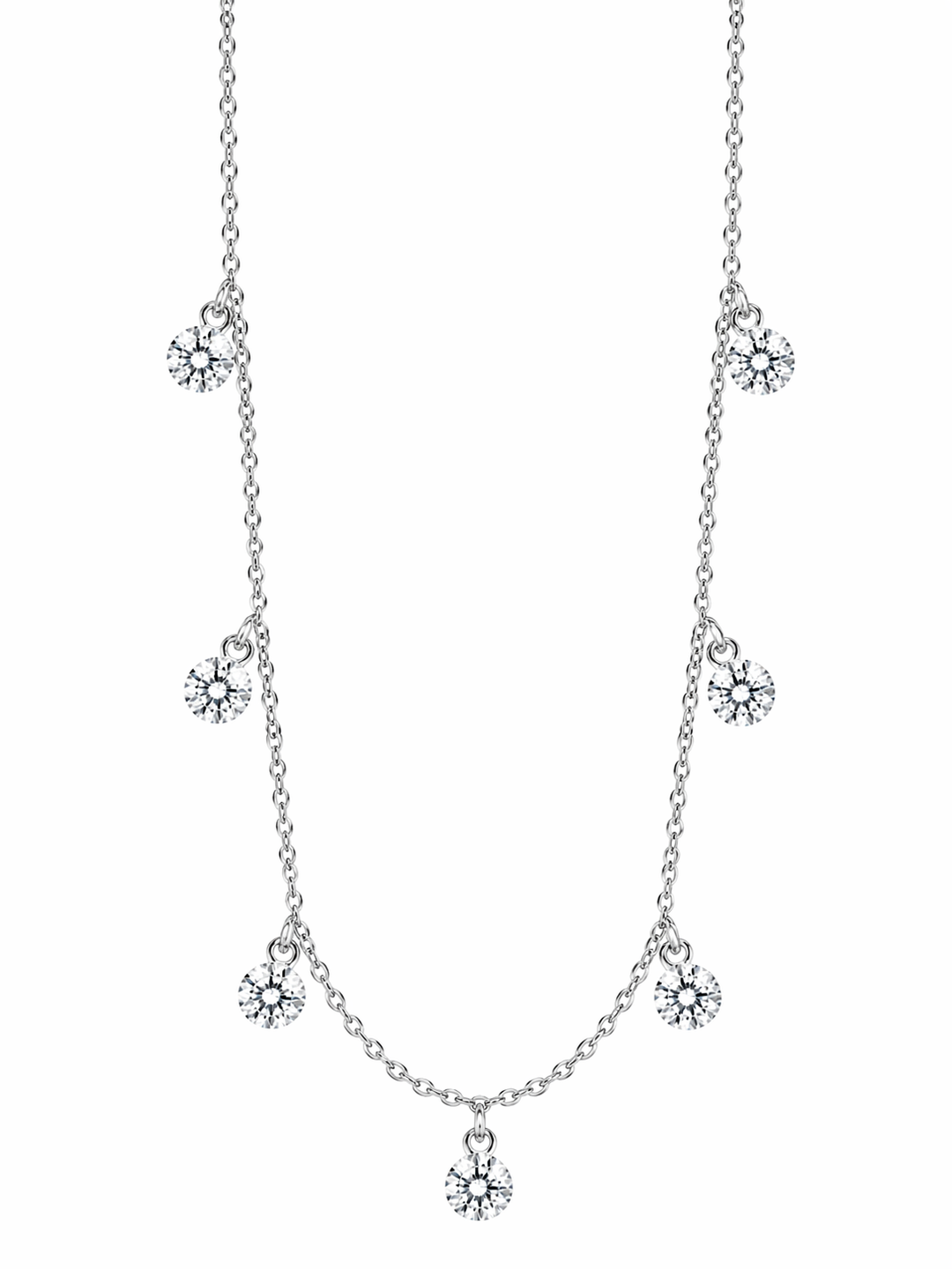 3.14 DEW Moissanite Necklace in 925 Platinum Plated