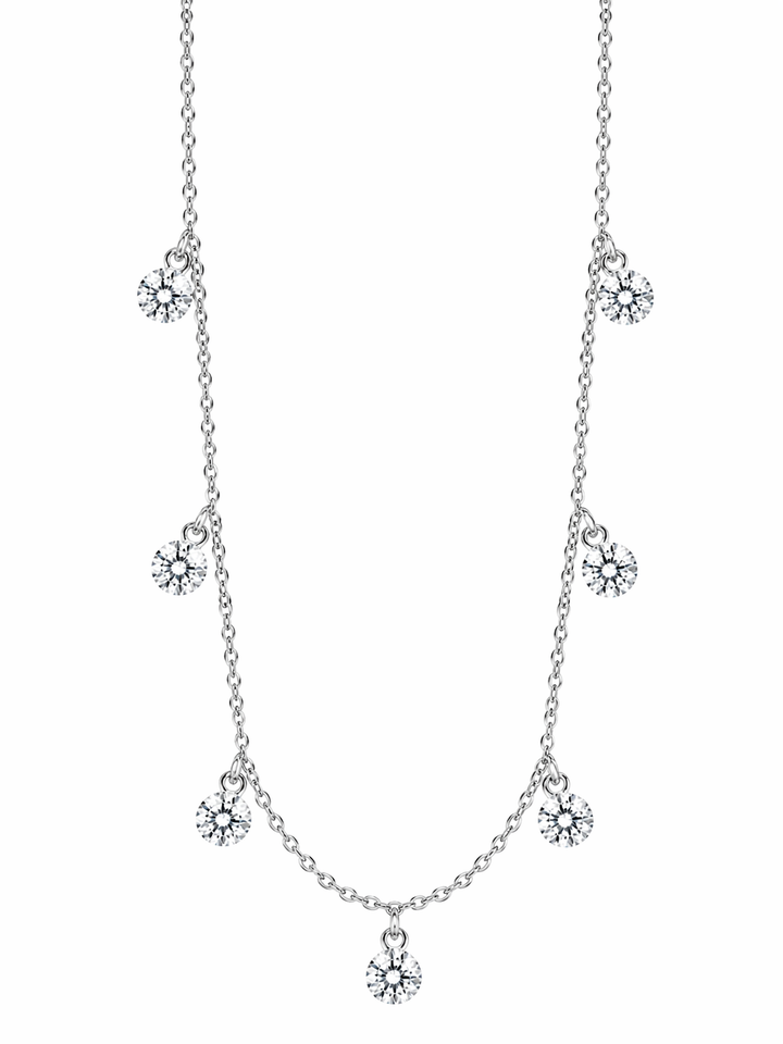 3.14 DEW Moissanite Necklace in 925 Platinum Plated