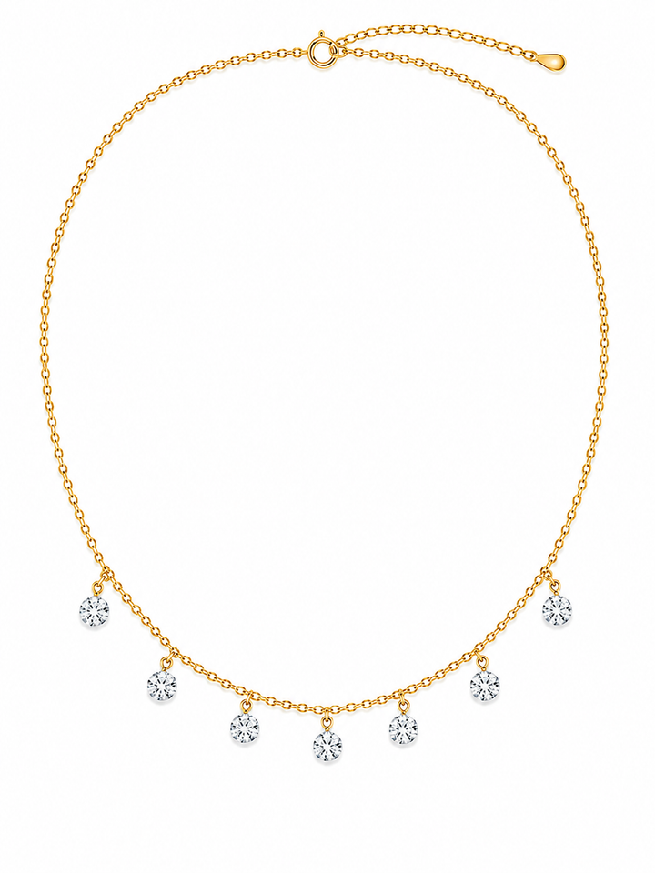 3.14 DEW Moissanite Necklace in 925 Yellow Gold Plated