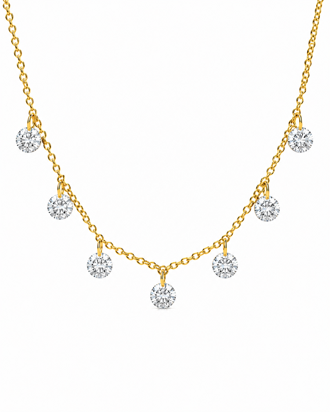 3.14 DEW Moissanite Necklace in 925 Yellow Gold Plated
