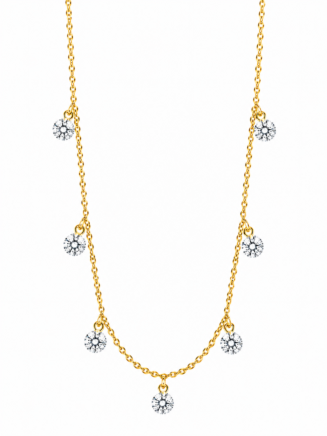3.14 DEW Moissanite Necklace in 925 Yellow Gold Plated