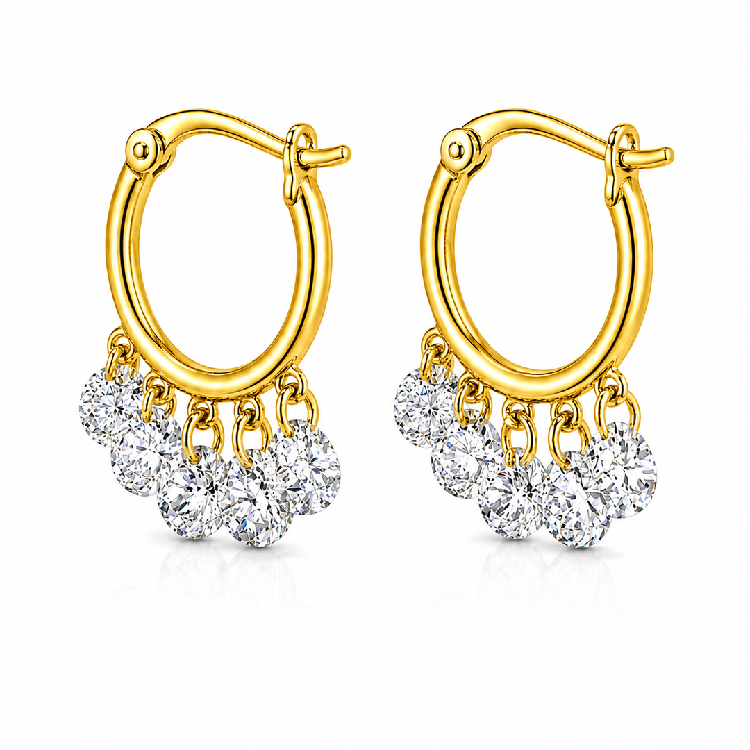 4.45 DEW Moissanite Earring in 925 Yellow Gold Plated