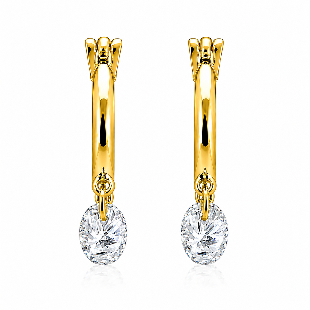4.45 DEW Moissanite Earring in 925 Yellow Gold Plated