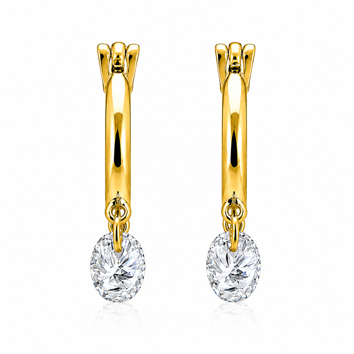 4.45 DEW Moissanite Earring in 925 Yellow Gold Plated