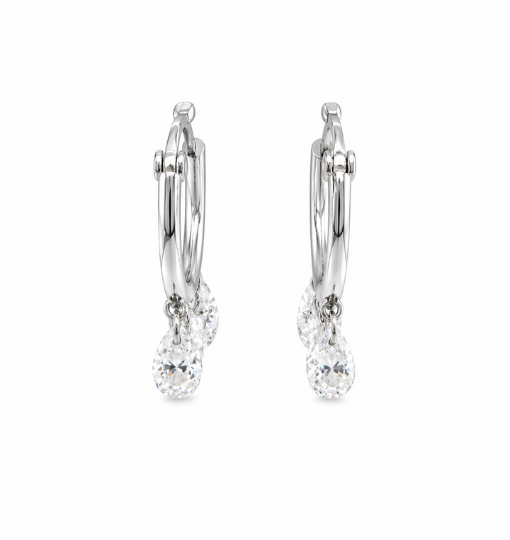 3.84 DEW Moissanite Earring in 925 Platinum Plated
