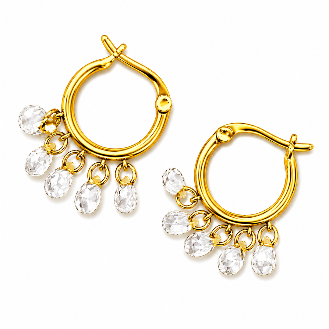 3.84 DEW Moissanite Earring in 925 Yellow Gold Plated
