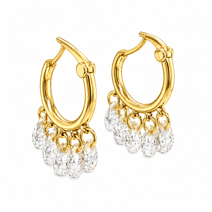 3.84 DEW Moissanite Earring in 925 Yellow Gold Plated