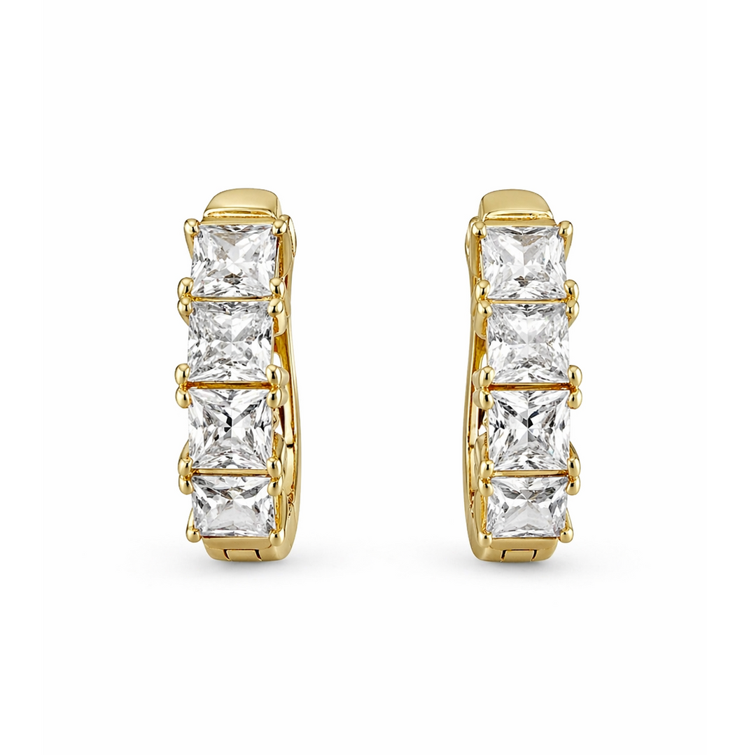 2.15 DEW Moissanite Earring in 925 Yellow Gold Plated