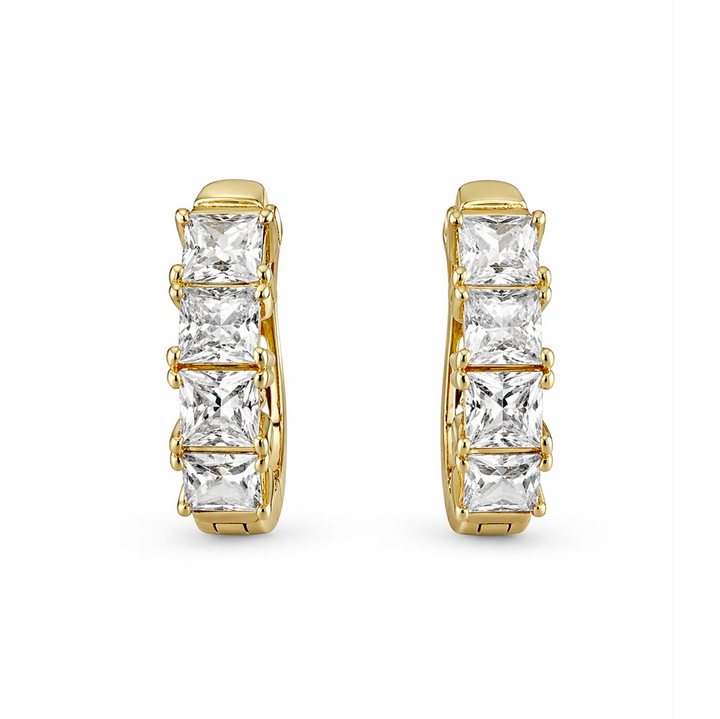 2.15 DEW Moissanite Earring in 925 Yellow Gold Plated