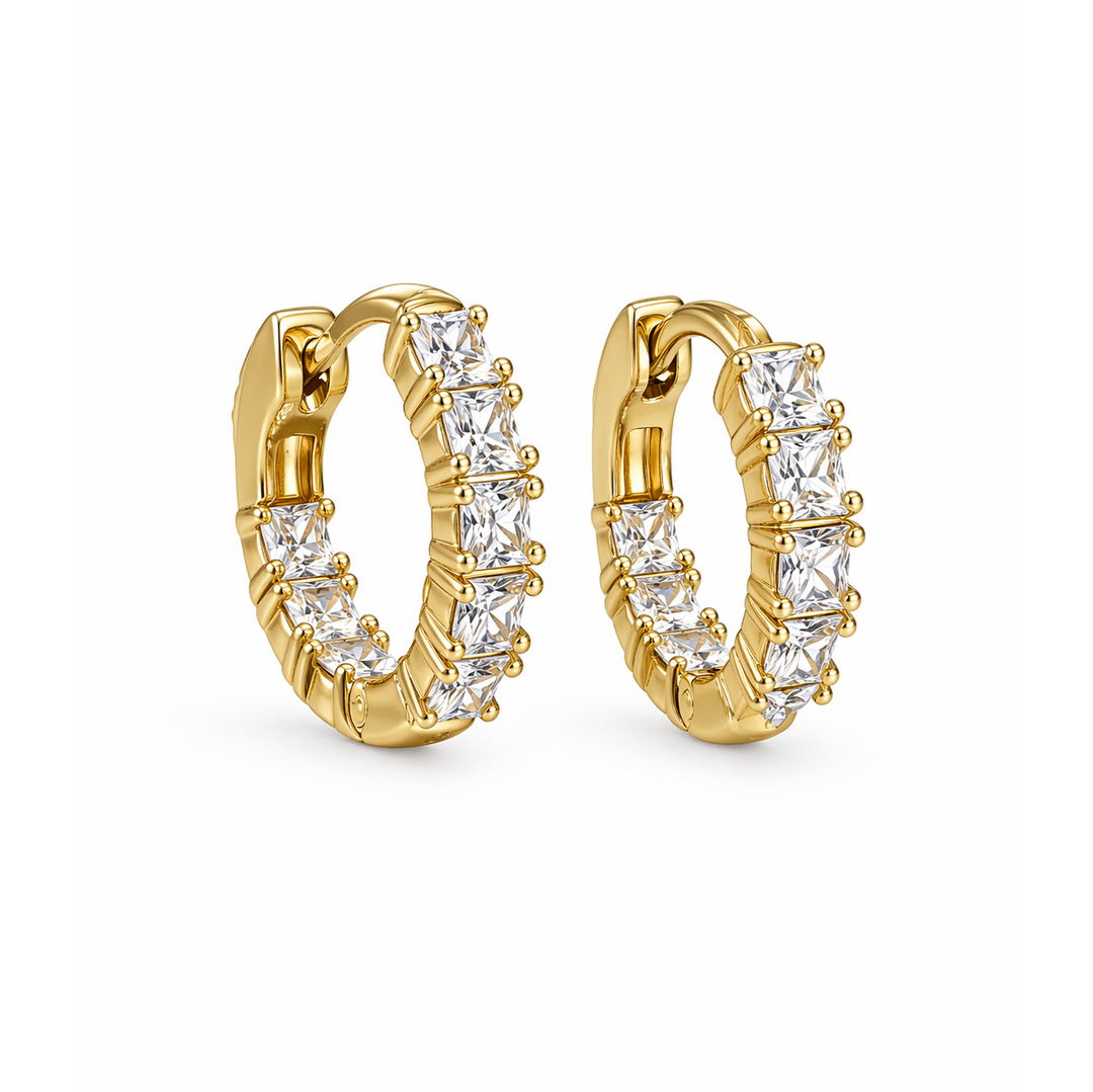 2.15 DEW Moissanite Earring in 925 Yellow Gold Plated