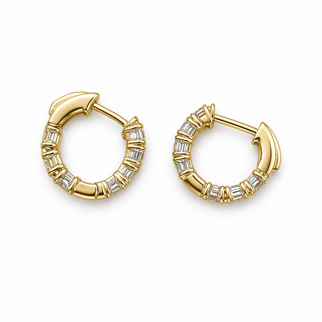 2.15 DEW Moissanite Earring in 925 Yellow Gold Plated
