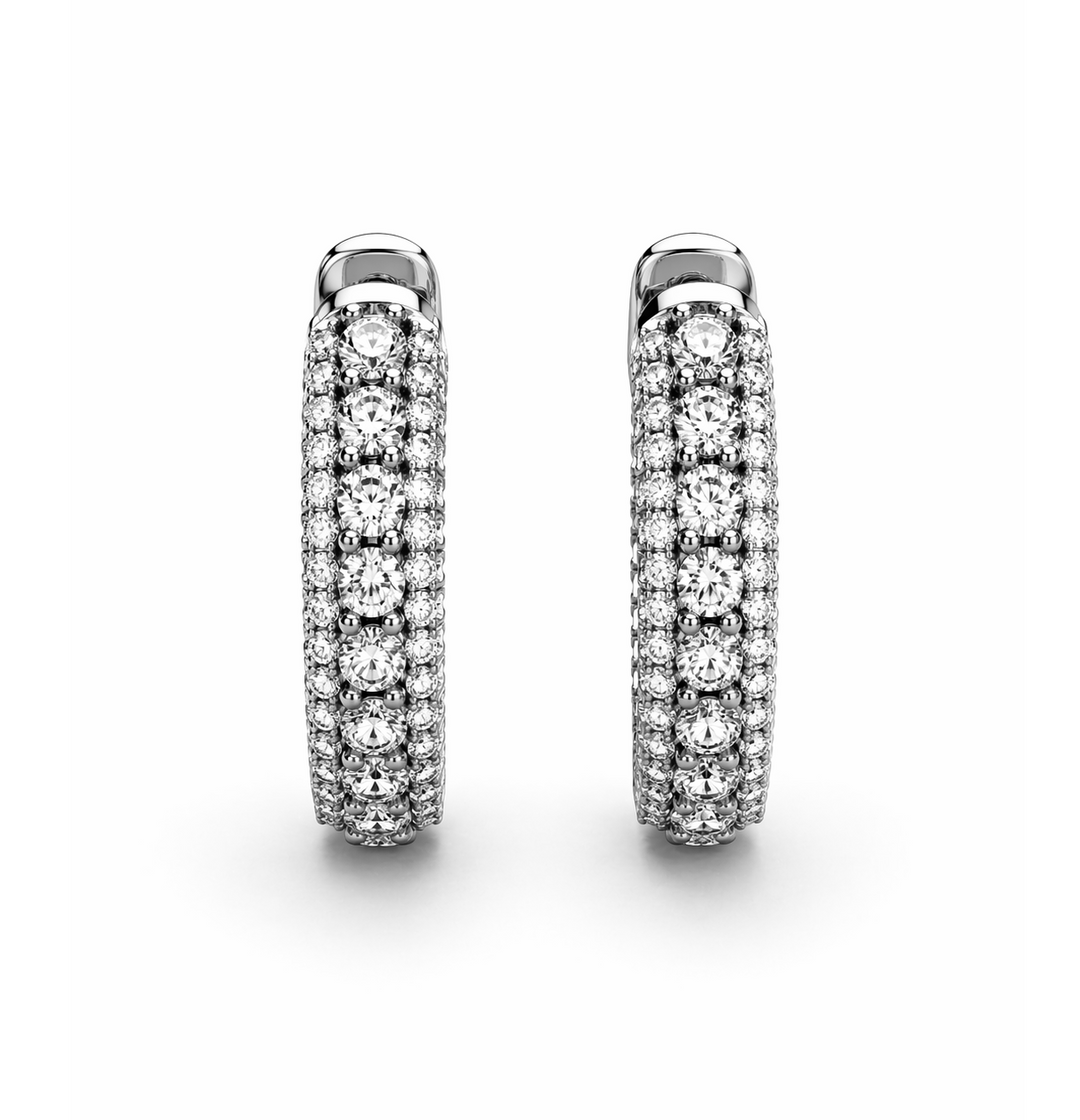 2.85 DEW Moissanite Earring in 925 Platinum Plated