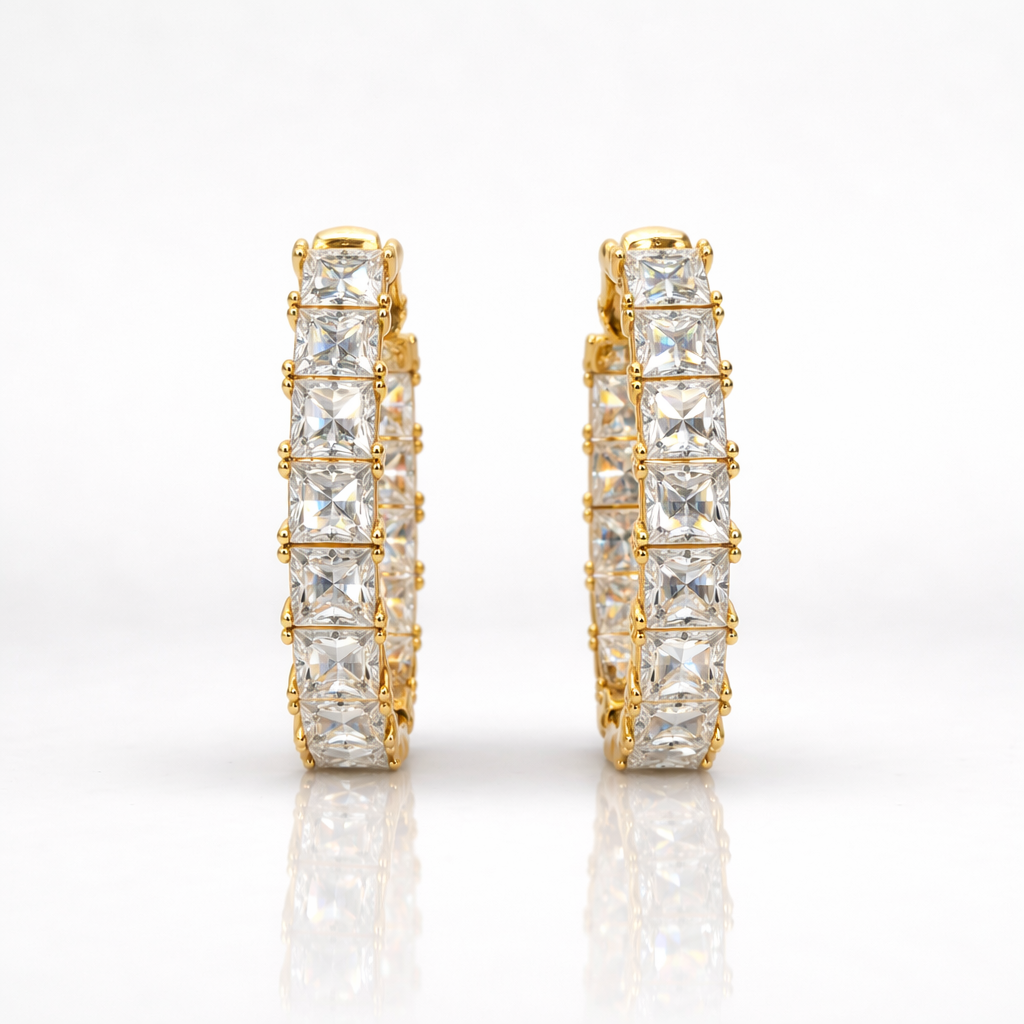 11.45 DEW Moissanite Earring in 925 Yellow Gold Plated