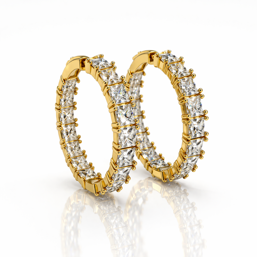 11.45 DEW Moissanite Earring in 925 Yellow Gold Plated