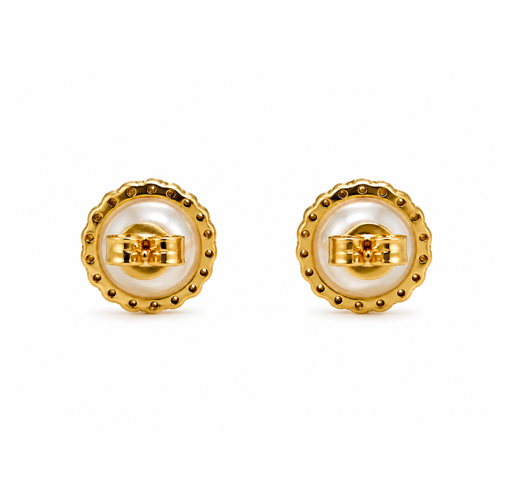 7.88 Cts Pearl and Moissanite Earring in 925 Yellow Gold Plated