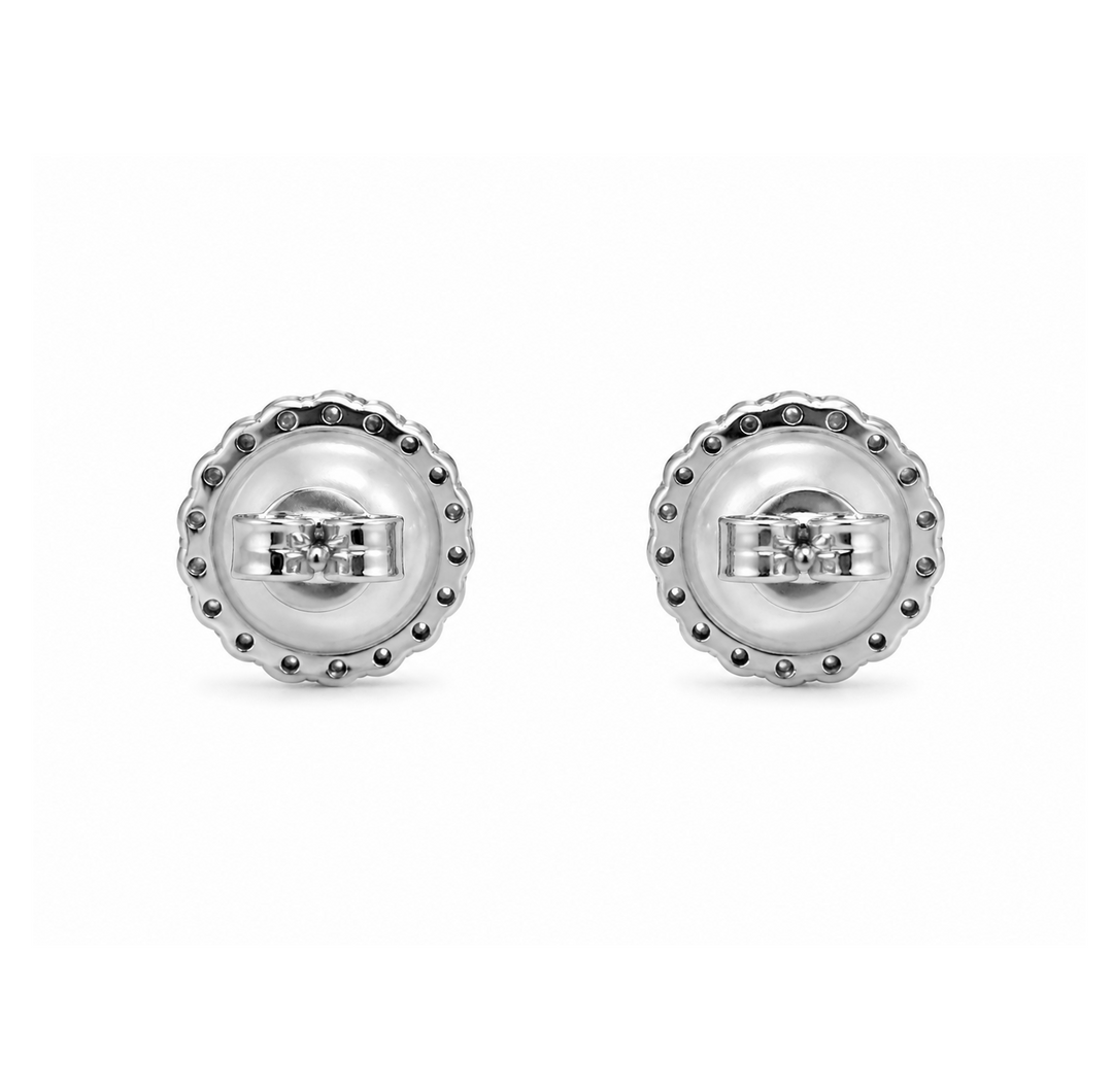 7.88 Cts Pearl and Moissanite Earring in 925 Platinum Plated