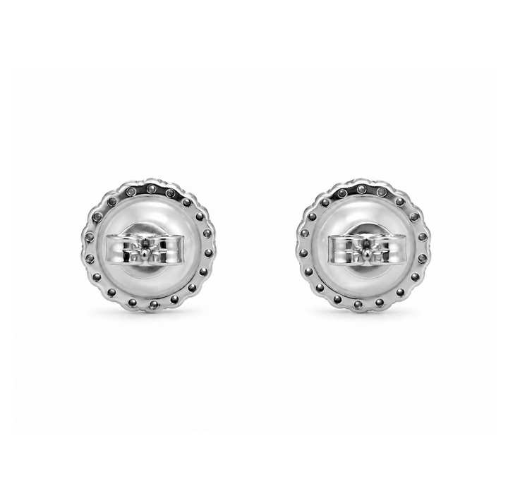 7.88 Cts Pearl and Moissanite Earring in 925 Platinum Plated