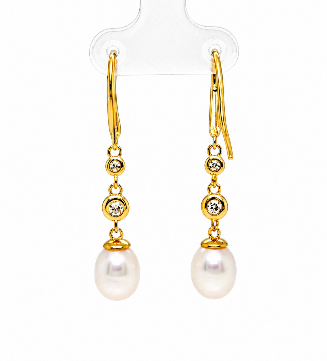 6.81 Cts Pearl and Moissanite Earring in 925 Yellow Gold Plated