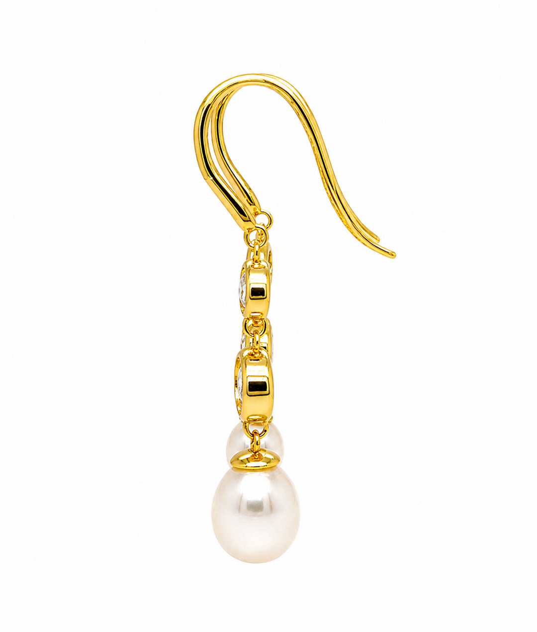 5.86 Cts Pearl and Moissanite Earring in 925 Yellow Gold Plated