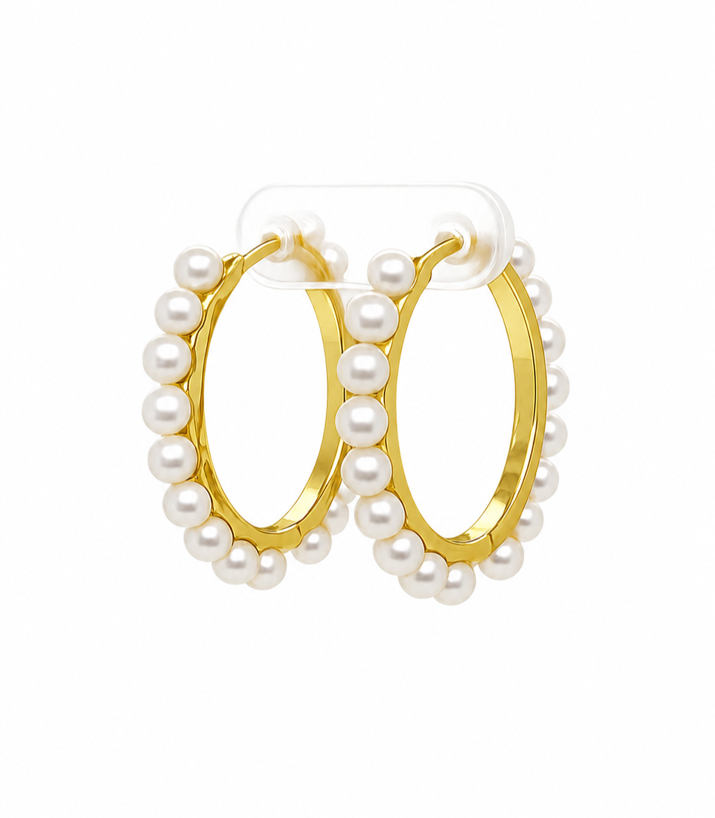9.34 Cts Pearl Earring in 925 Yellow Gold Plated