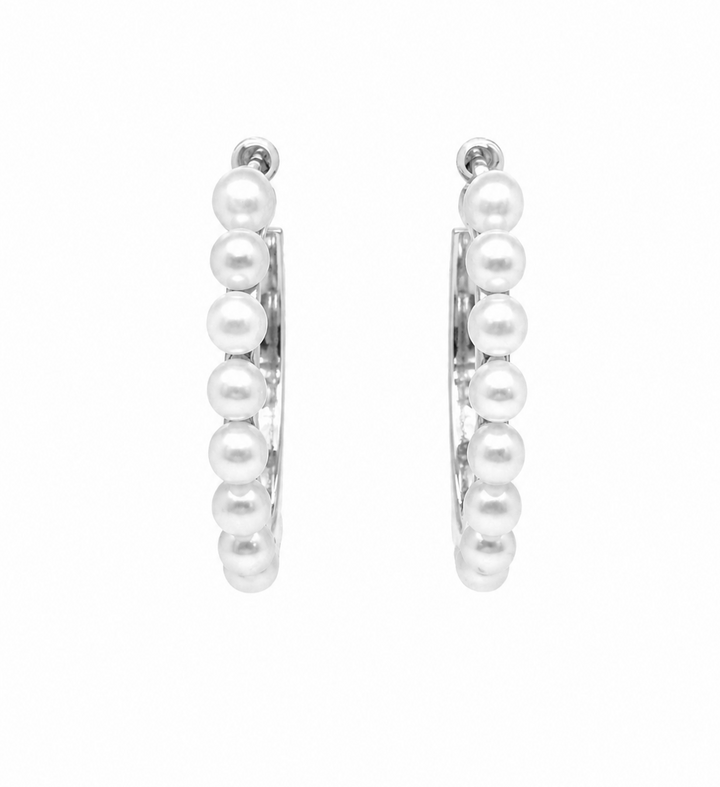9.34 Cts Pearl Earring in 925 Platinum Plated