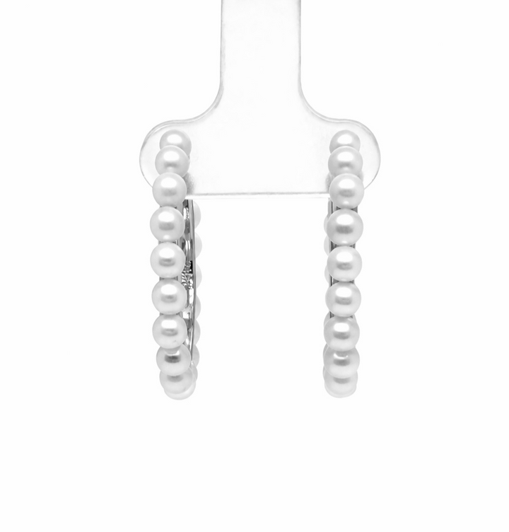 9.34 Cts Pearl Earring in 925 Platinum Plated