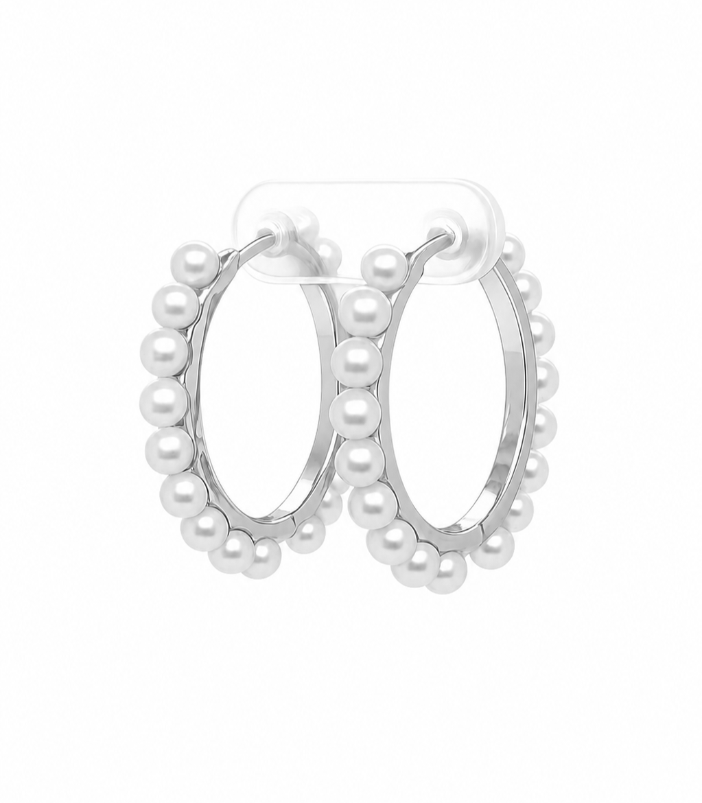 9.34 Cts Pearl Earring in 925 Platinum Plated