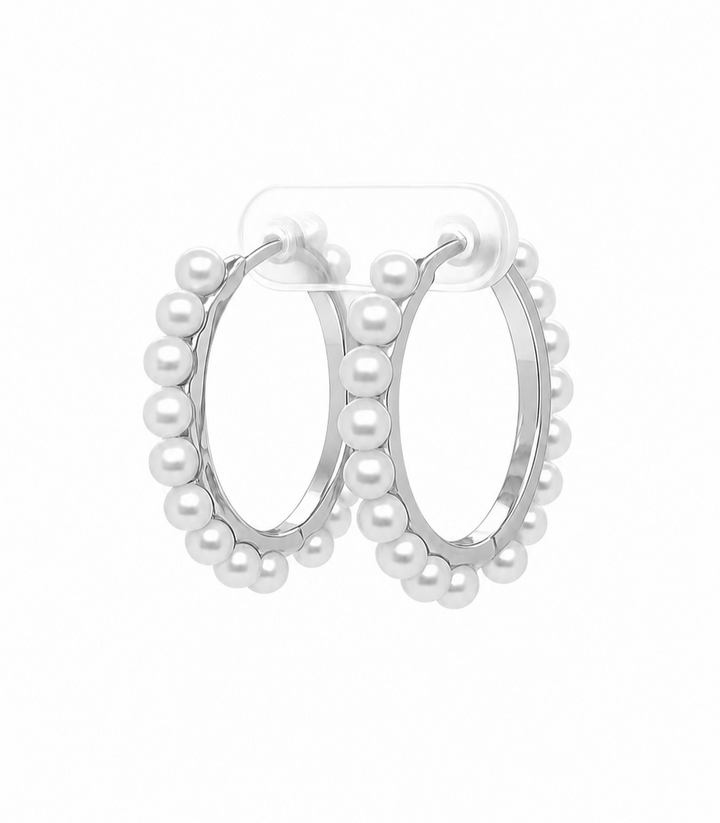 9.34 Cts Pearl Earring in 925 Platinum Plated