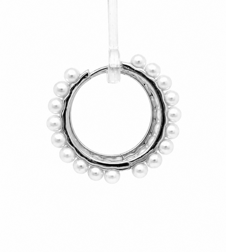 9.34 Cts Pearl Earring in 925 Platinum Plated