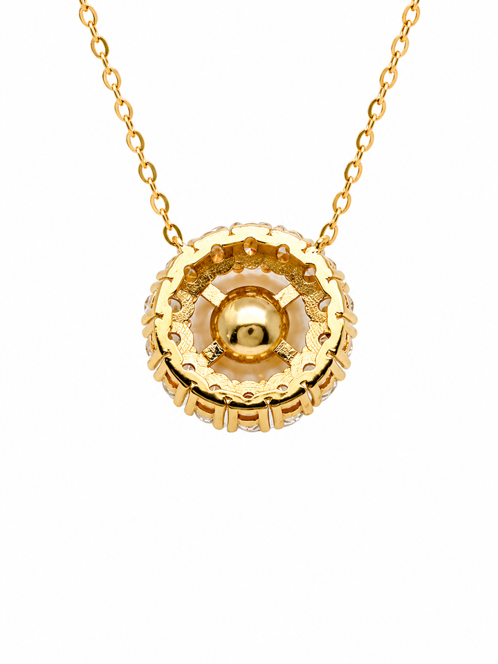 9.61 Cts Pearl and Moissanite Necklace in 925 Yellow Gold Plated