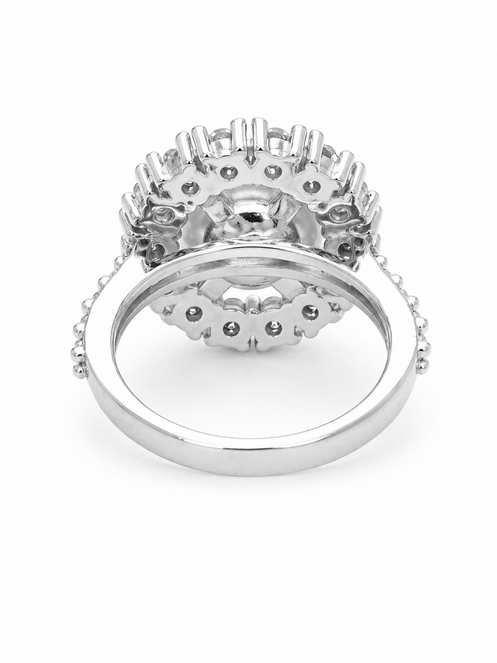 8.75 Cts Pearl and Moissanite Ring in 925 Platinum Plated