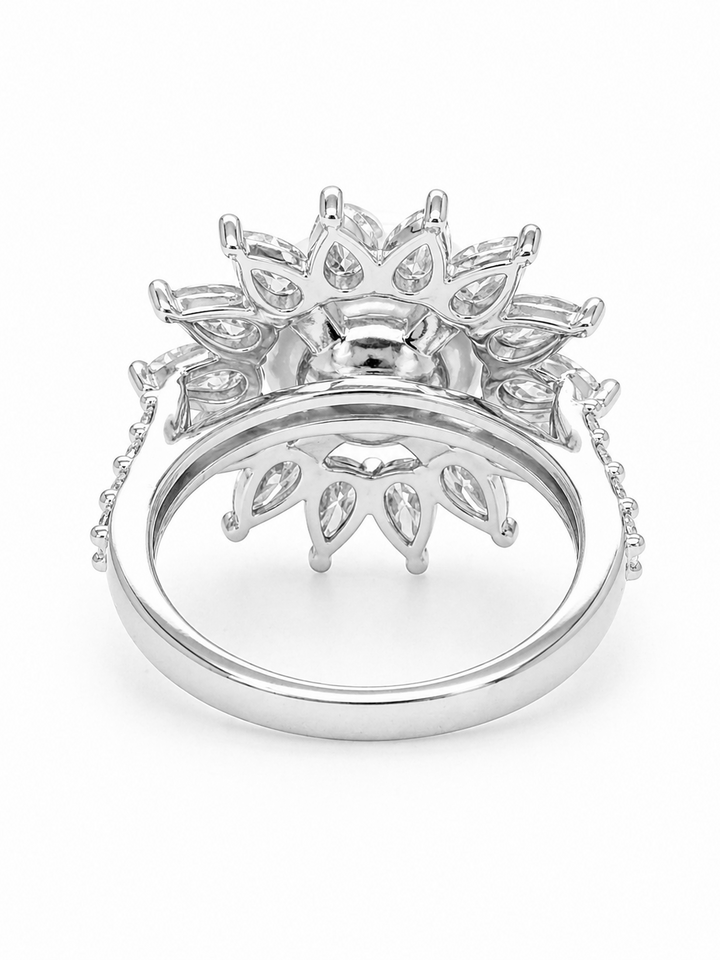 9.00 Cts Pearl and Moissanite Ring in 925 Platinum Plated