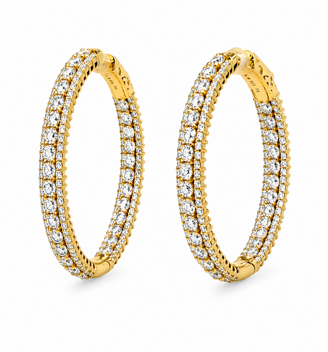 5.15 DEW Moissanite Hoop Earring in 925 Yellow Gold Plated
