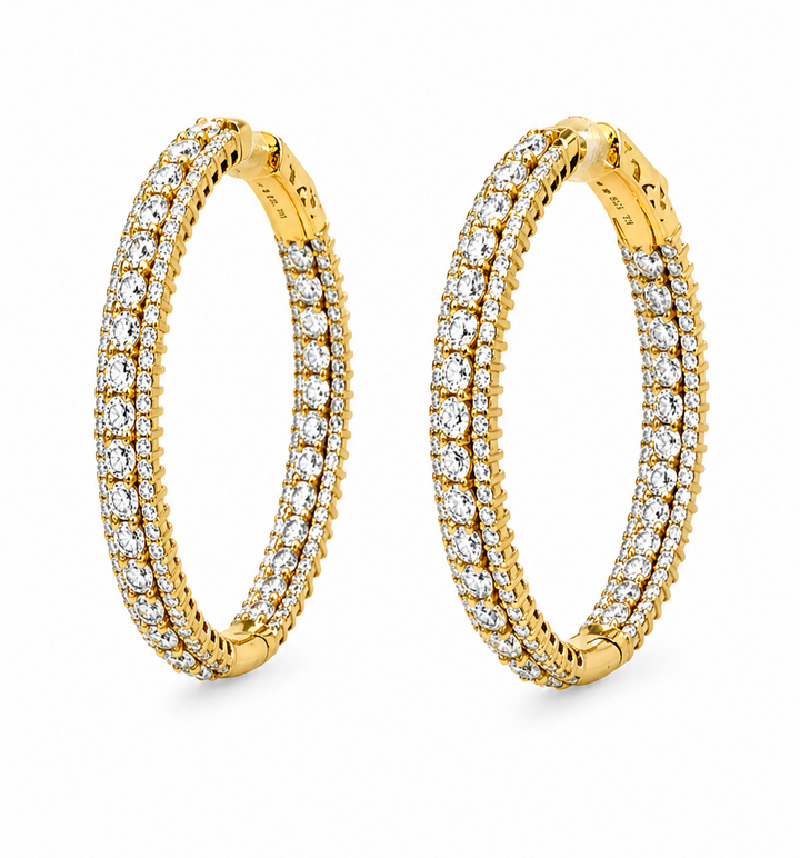 5.15 DEW Moissanite Hoop Earring in 925 Yellow Gold Plated